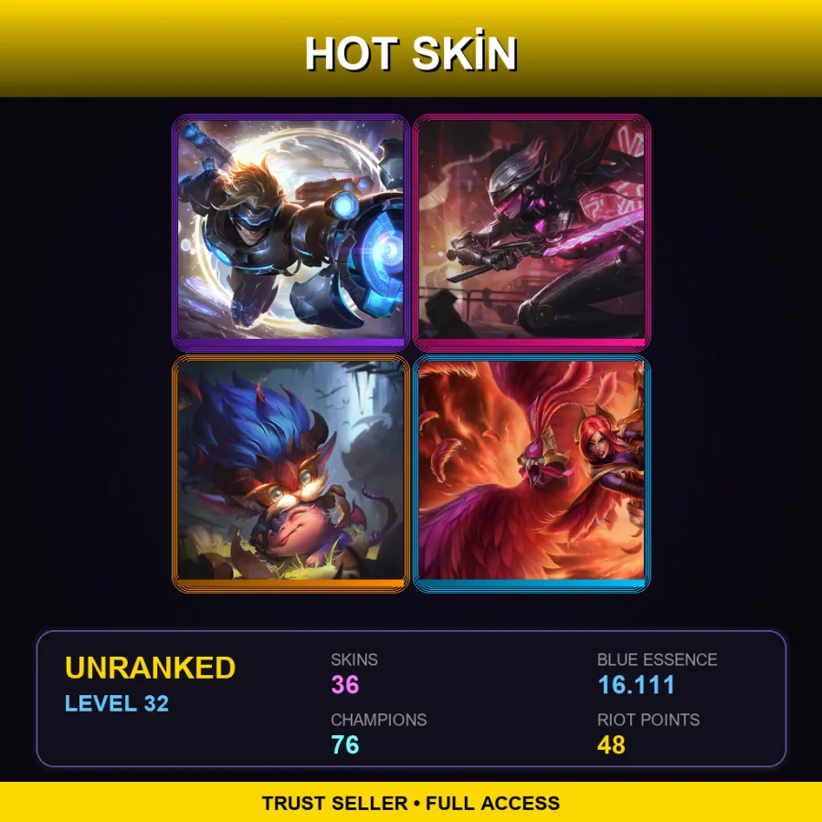 EUW | Lv32 | Unranked | 36 Skin | 76 Champ — LoL account