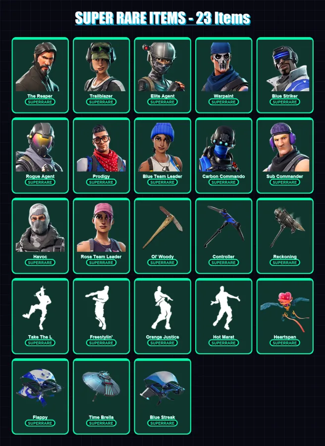 [PC/XBOX] | The Reaper | Trailblazer | Elite Agent | Warpaint | Blue Striker | 93 skin | 95 pickaxe | 91 emote | 88 glider | Lv1139
