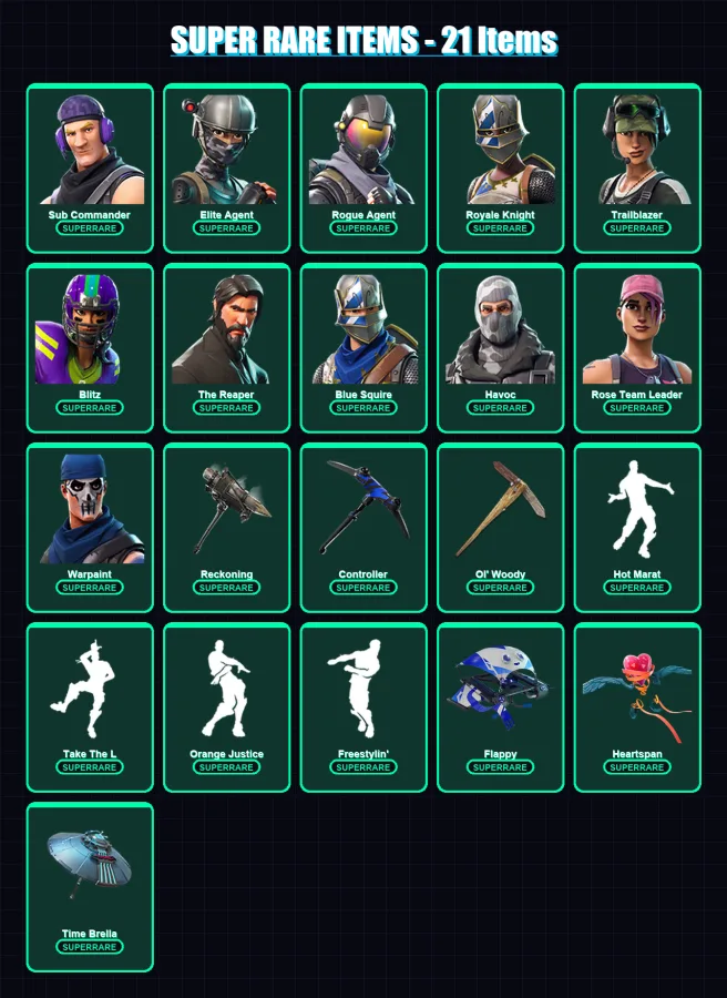 [PC/XBOX/PSN] | Sub Commander | Elite Agent | Rogue Agent | Royale Knight | Trailblazer | 85 skin | 71 pickaxe | 87 emote | 65 glider | Lv821