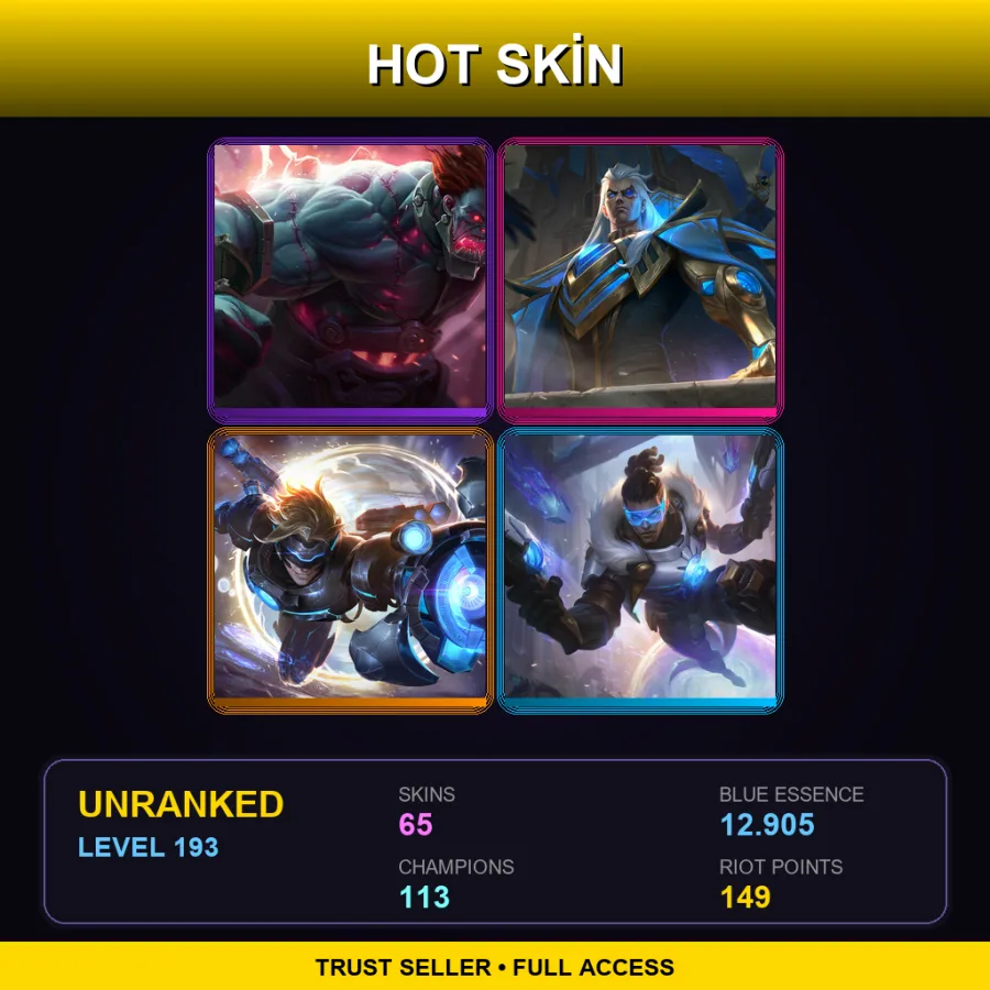 TR | Lv193 | Unranked | 65 Skin | 113 Champ
