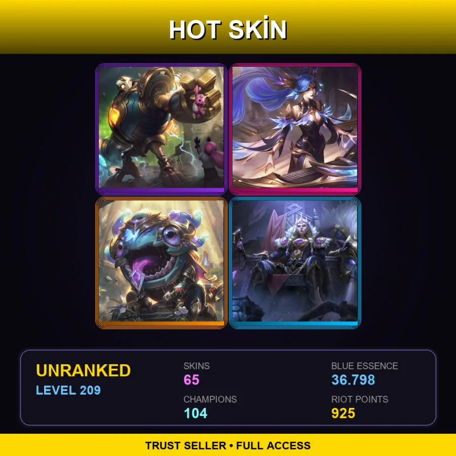 EUW | Victorious Blitzcrank | Victorious Sona | Victorious Kog'Maw | Victorious Sejuani | 65 Skin | 104 Champ | Lv209