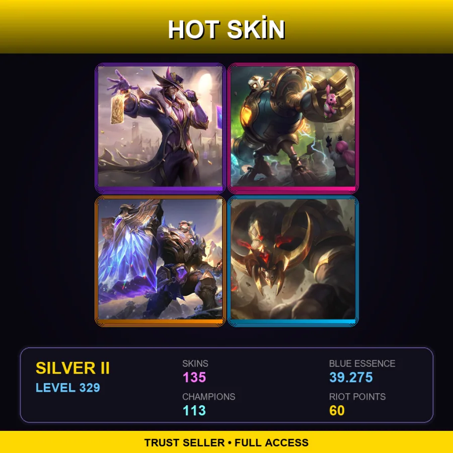 TR | Lv329 | Silver II | 135 Skin | 113 Champ — LoL account