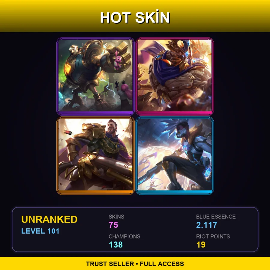 VN | Lv101 | Unranked | 75 Skin | 138 Champ — Arcane Enemy Jinx