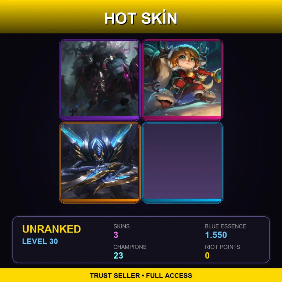 EUNE | Lv30 | Unranked | 3 Skin | 23 Champ — LoL account