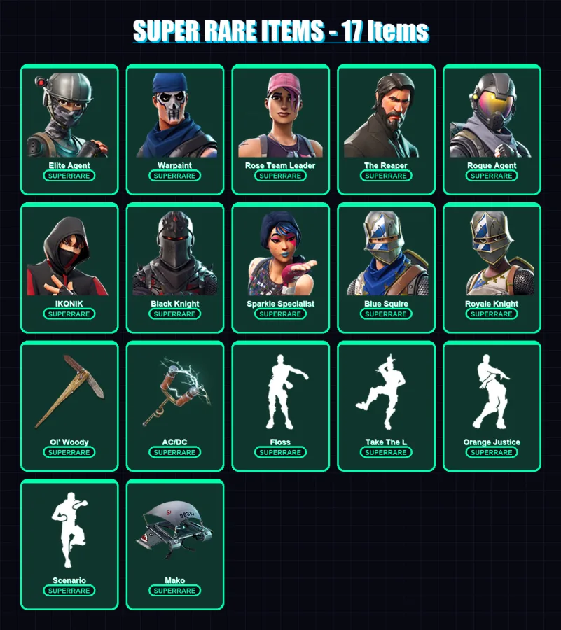[PC/XBOX/PSN] | Elite Agent | Warpaint | Rose Team Leader | The Reaper | Rogue Agent | 75 skin | 51 pickaxe | 74 emote | 58 glider | Lv784