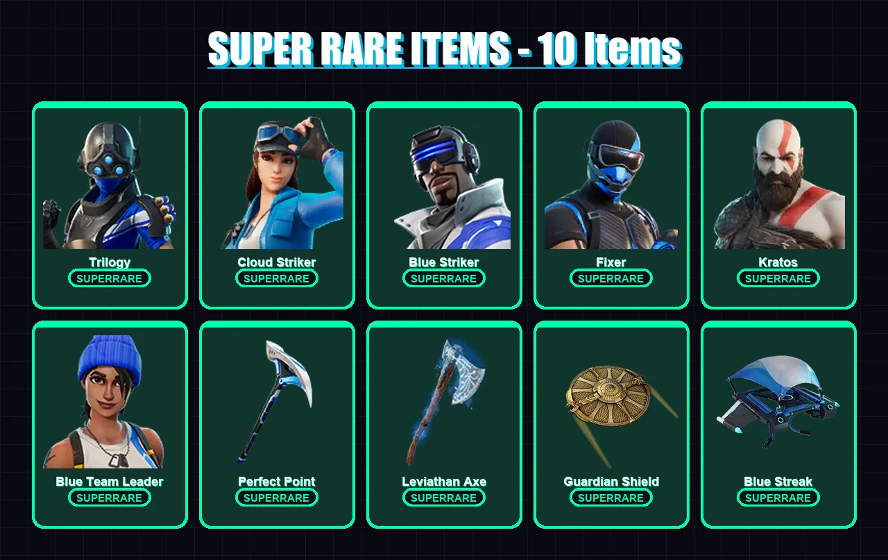 [PC/XBOX/PSN] | Trilogy | Cloud Striker | Blue Striker | Fixer | Kratos | 70 skin | 98 pickaxe | 70 emote | 69 glider | Lv830 — Fortnite account