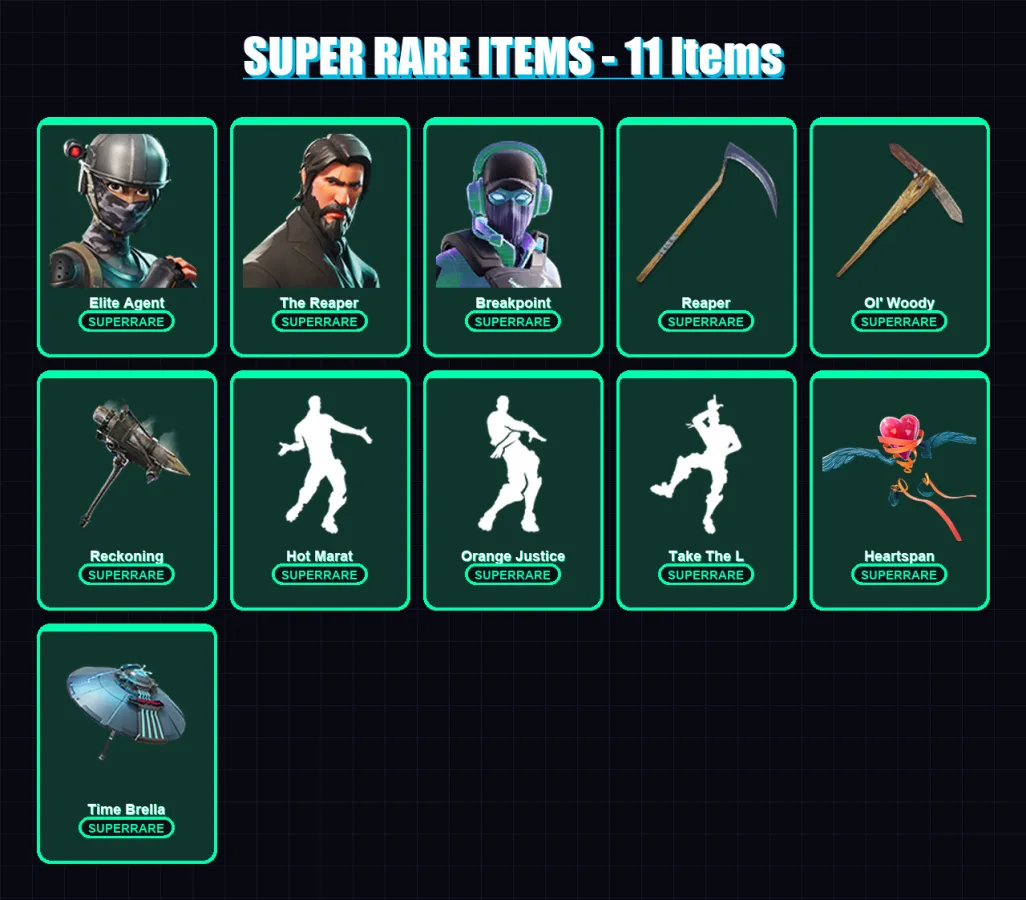 [PC/PSN] | Elite Agent | The Reaper | Breakpoint | Omegarok | Rox | 120 skin | 115 pickaxe | 95 emote | 108 glider | Lv1686