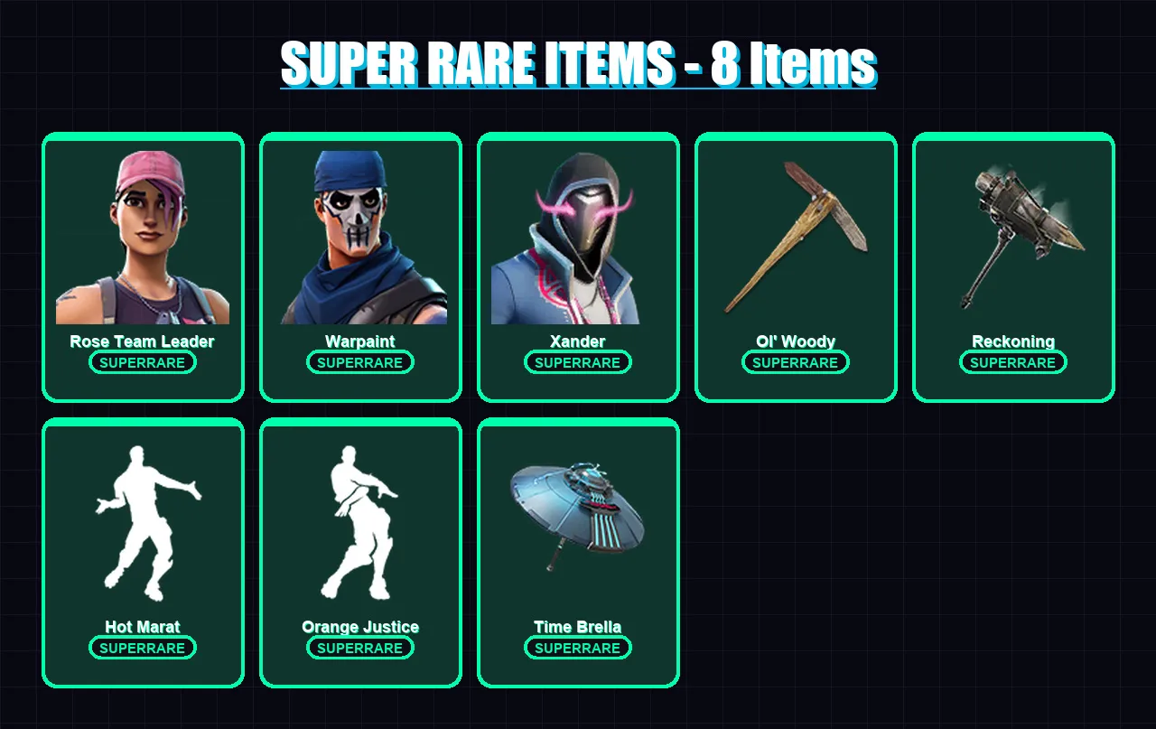 [PC/XBOX/PSN] | Rose Team Leader | Warpaint | Xander | Midas | Drift | 115 skin | 158 pickaxe | 111 emote | 132 glider | Lv1756