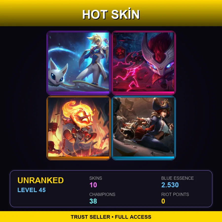 LAS | Lv45 | Unranked | 10 Skin | 38 Champ — LoL account
