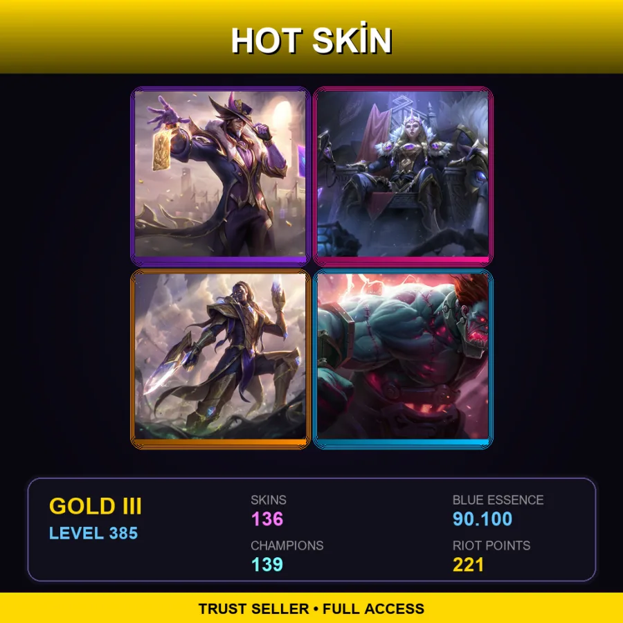 EUW | Lv385 | Gold III | 136 Skin | 139 Champ