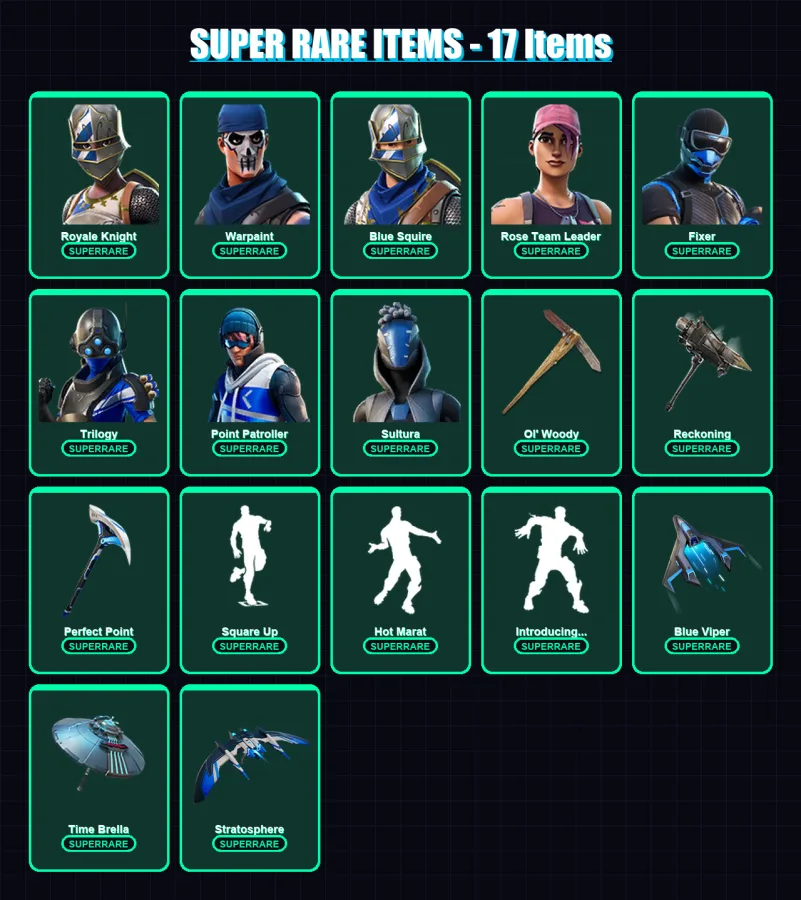 [PS4/PS5/XBOX/PC] | Royale Knight | Warpaint | Blue Squire | Rose Team Leader | Fixer | 91 skin | 103 pickaxe | 100 emote | 92 glider | Lv1663 — Fortnite account