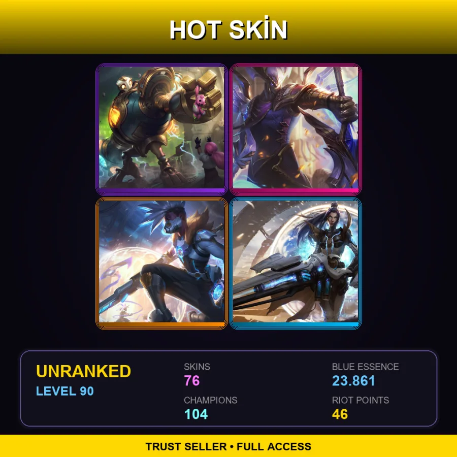 BR | Lv90 | Unranked | 76 Skin | 104 Champ