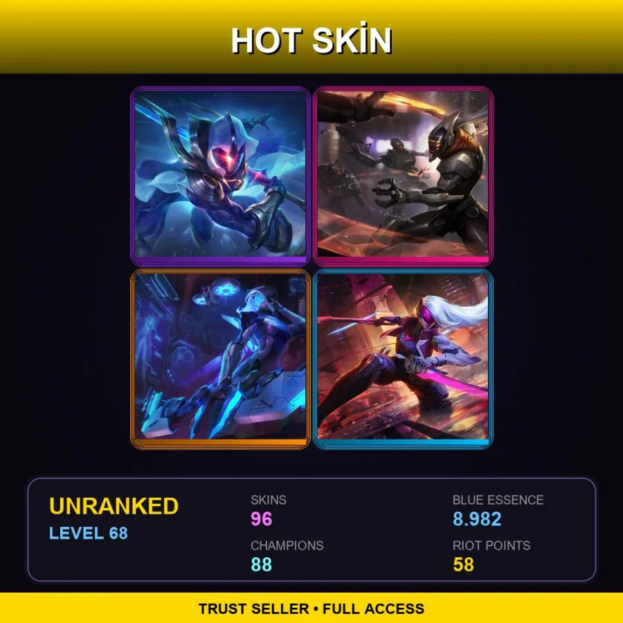 NA | Lv68 | Unranked | 96 Skin | 88 Champ — LoL account