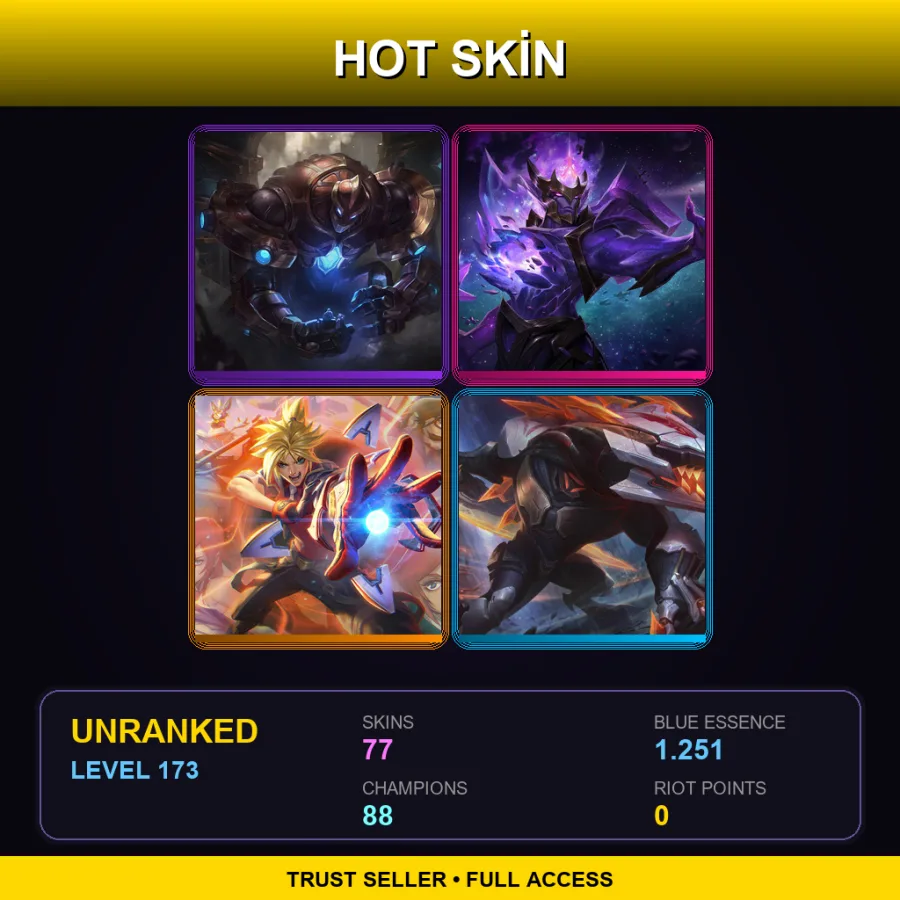 SG | Lv173 | Unranked | 77 Skin | 88 Champ — LoL account