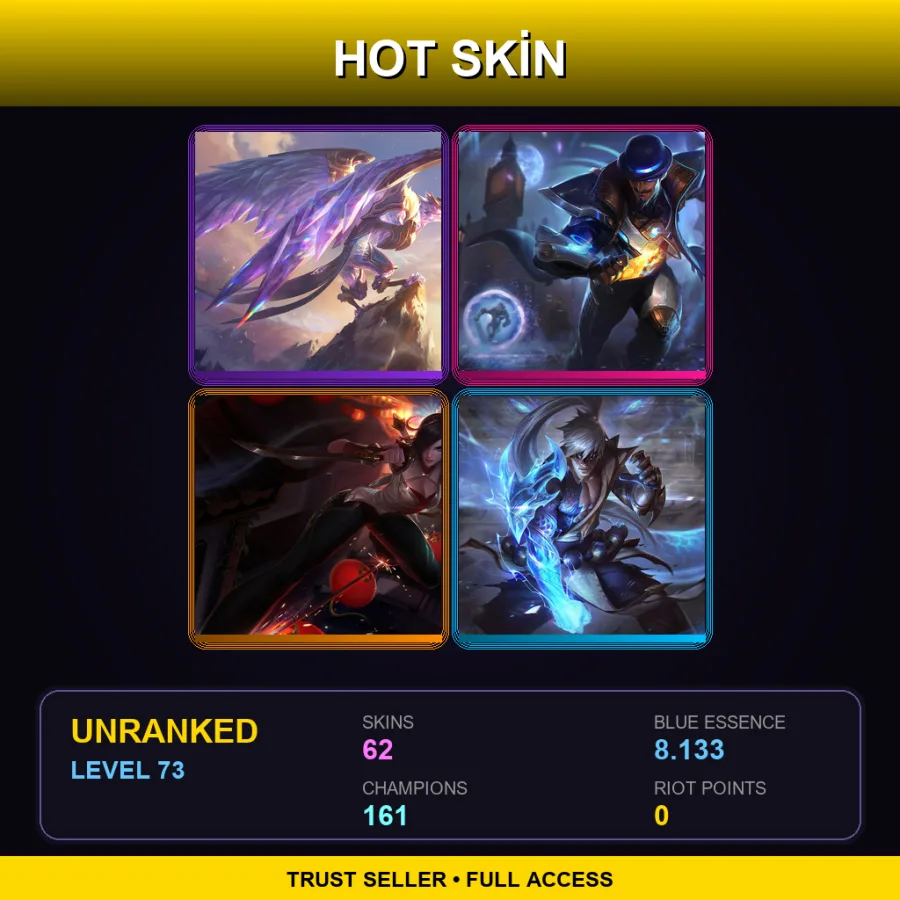 SG | Lv73 | Unranked | 62 Skin | 161 Champ — LoL account