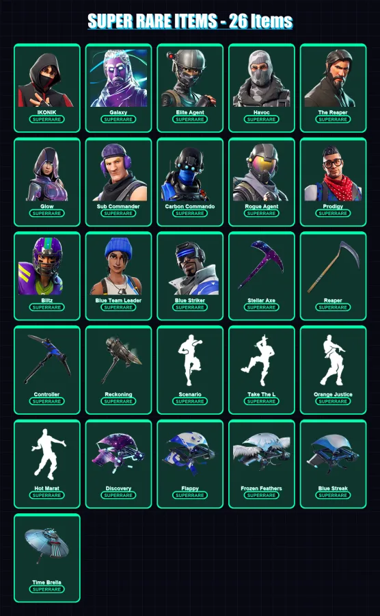 [PC/XBOX/PSN] | Renegade Raider (OG) | IKONIK | Galaxy | Elite Agent | Havoc | 93 skin | 72 pickaxe | 103 emote | 67 glider | Lv927