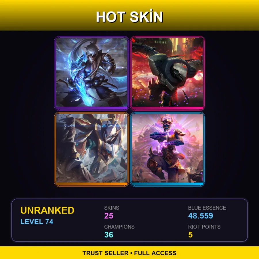 BR | Lv74 | Unranked | 25 Skin | 36 Champ — LoL account