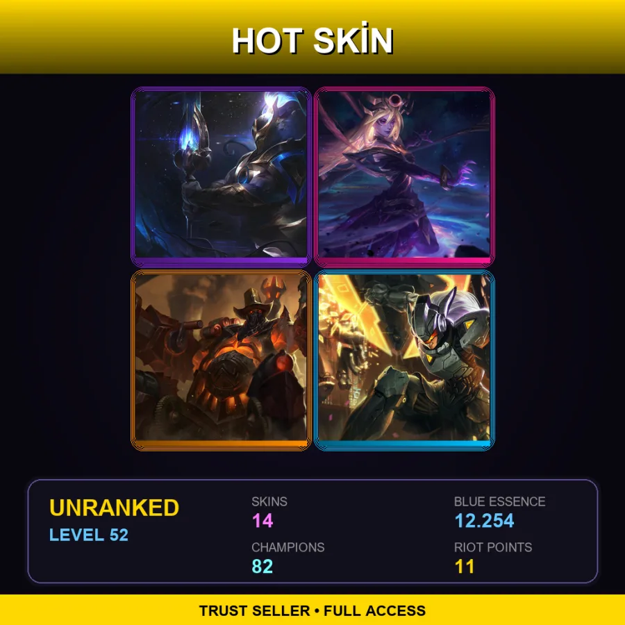 SG | Lv52 | Unranked | 14 Skin | 82 Champ — Headhunter Master Yi