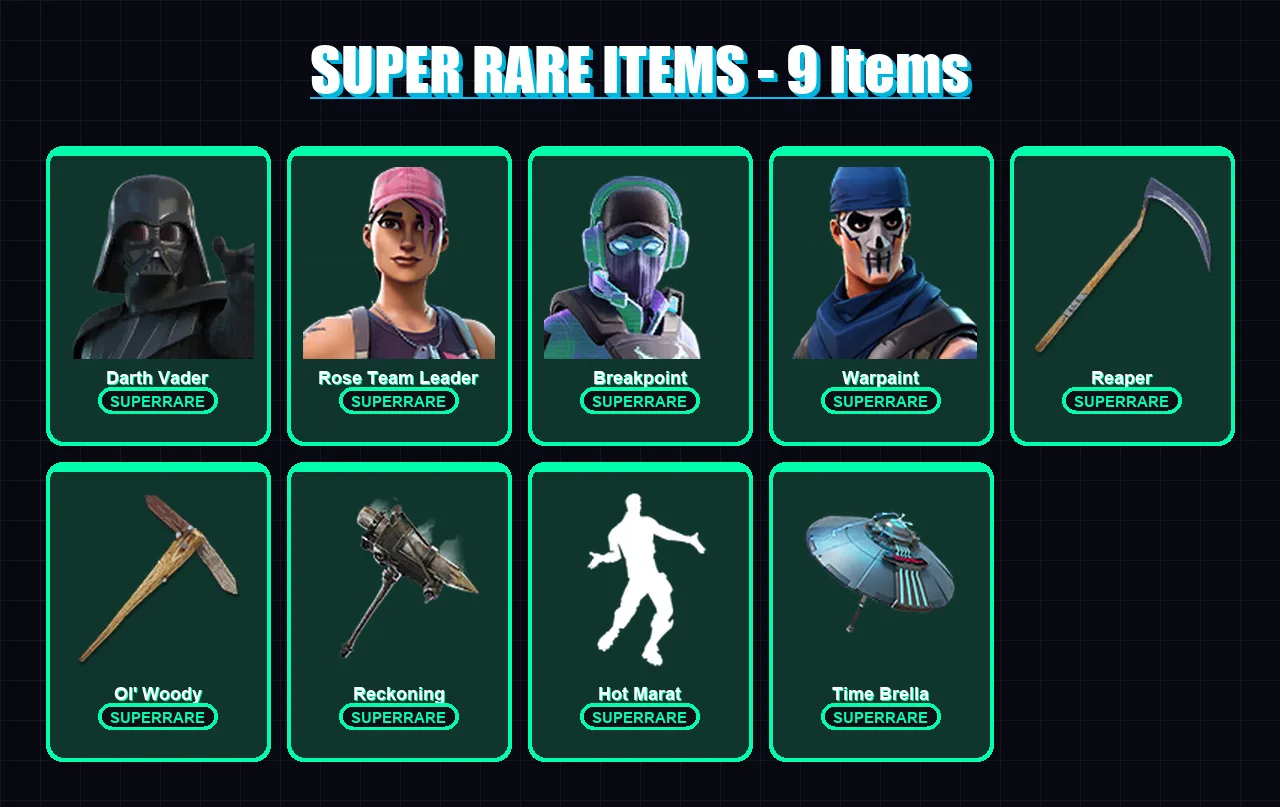 [PC] | Darth Vader | Rose Team Leader | Breakpoint | Warpaint | The Foundation | 303 skin | 350 pickaxe | 282 emote | 279 glider | Lv3988 — Fortnite account