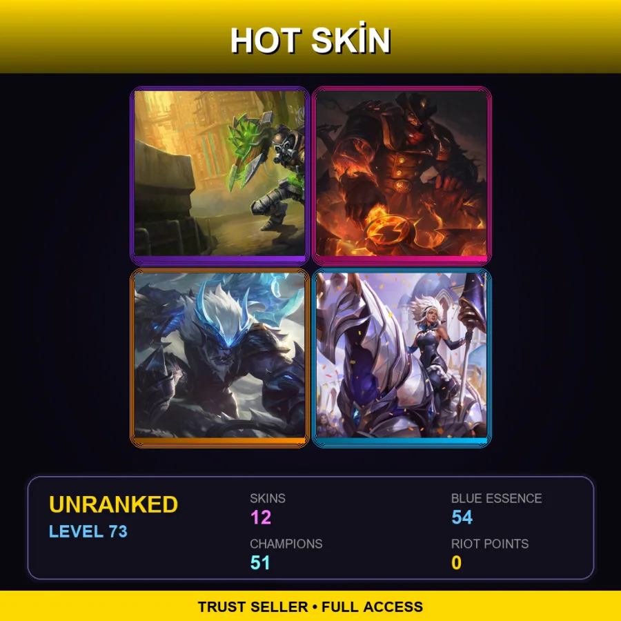OCE | Lv73 | Unranked | 12 Skin | 51 Champ