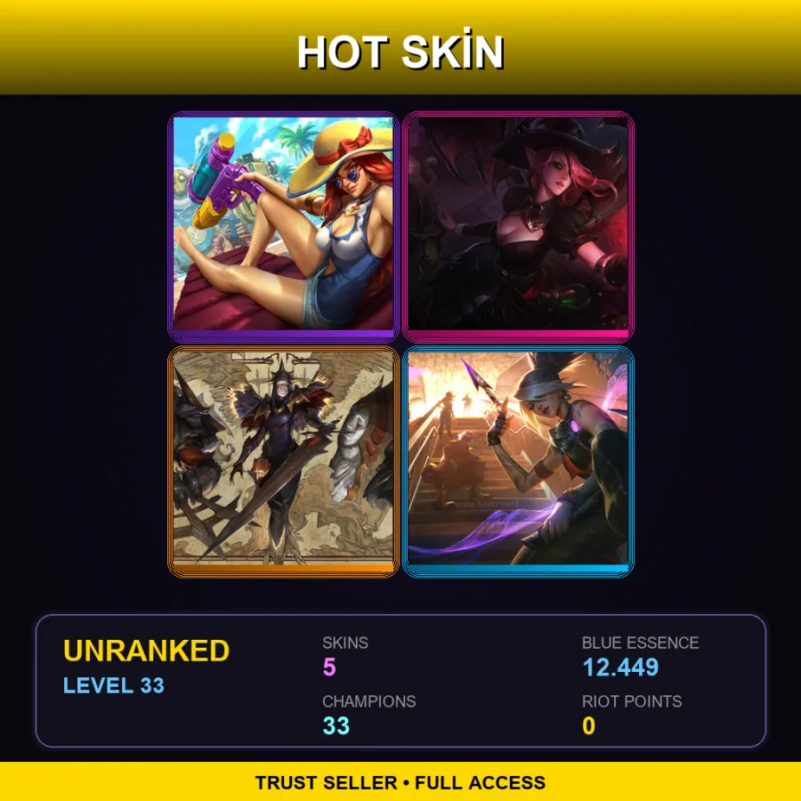 LAS | Lv33 | Unranked | 5 Skin | 33 Champ