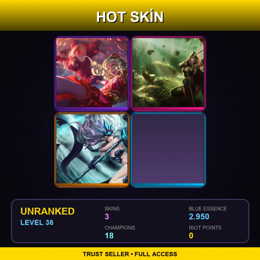LAS | Lv36 | Unranked | 3 Skin | 18 Champ — LoL account