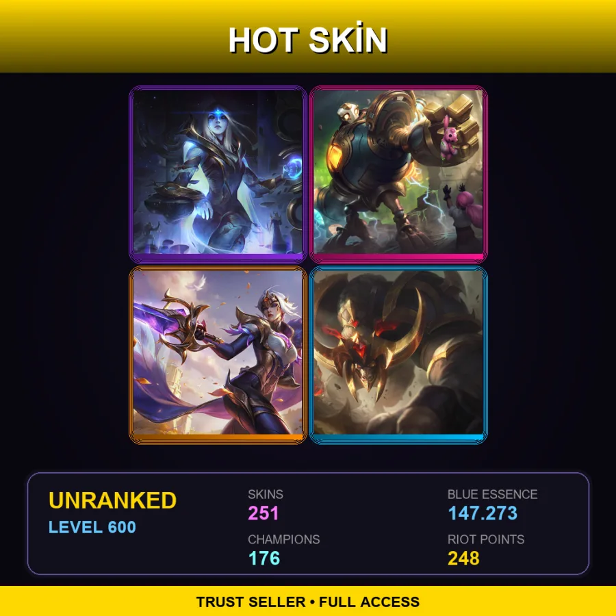SG | Lv600 | Unranked | 251 Skin | 176 Champ
