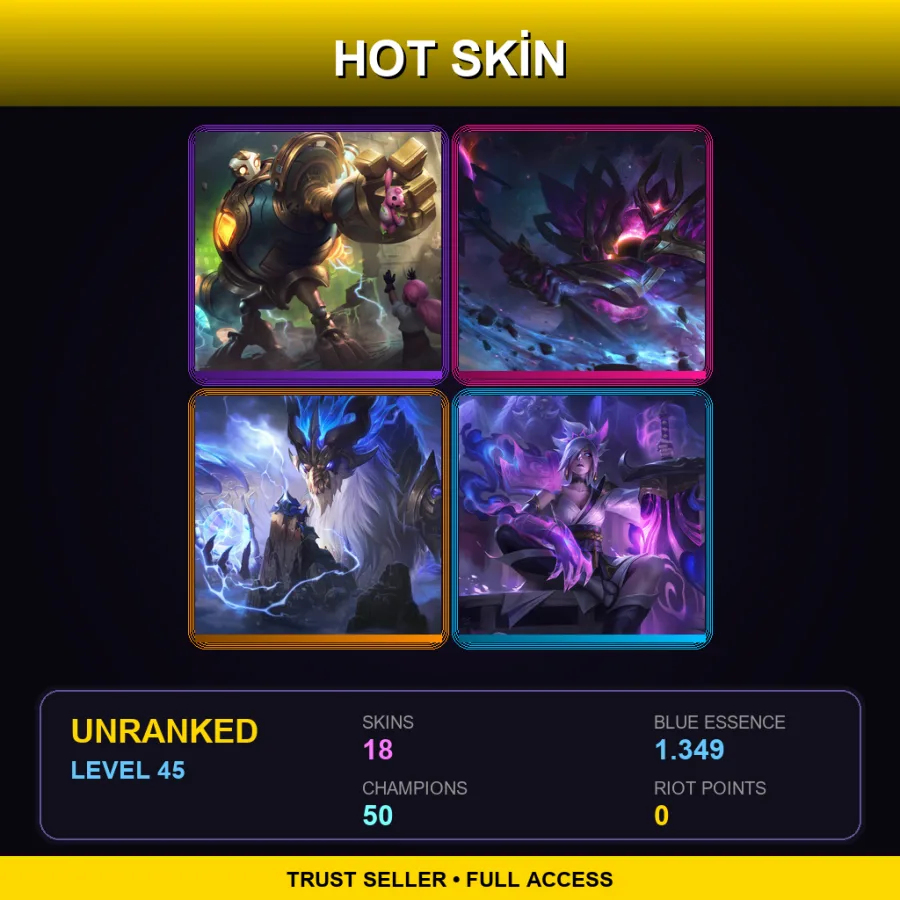 EUW | Lv45 | Unranked | 18 Skin | 50 Champ — Pool Party Heimerdinger
