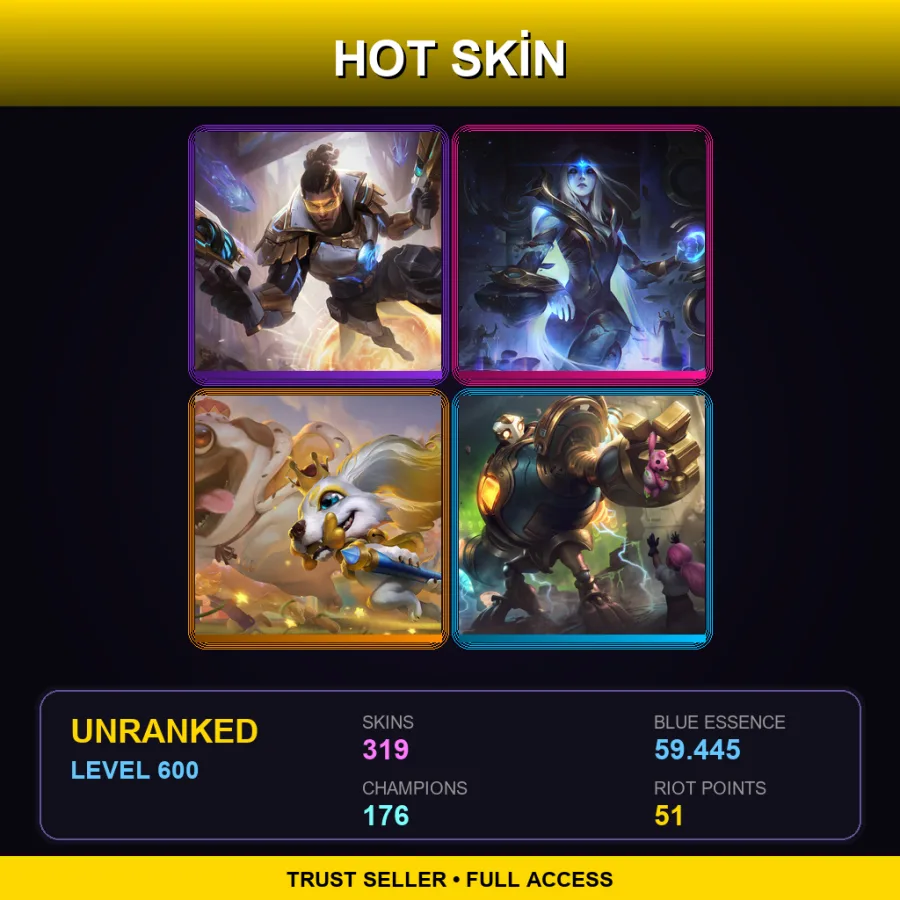 EUNE | Lv600 | Unranked | 319 Skin | 176 Champ