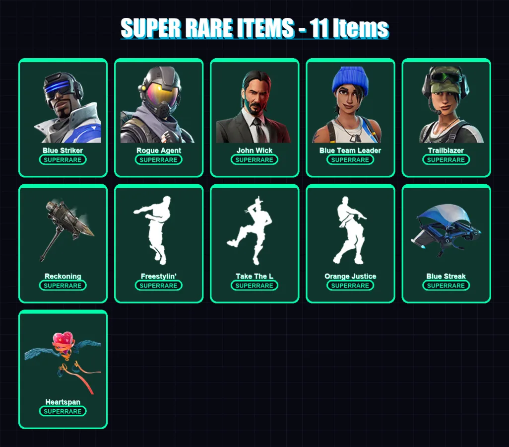 [PC/XBOX/PSN] | Blue Striker | Rogue Agent | John Wick | Blue Team Leader | Trailblazer | 44 skin | 26 pickaxe | 48 emote | 34 glider | Lv368 — Fortnite account