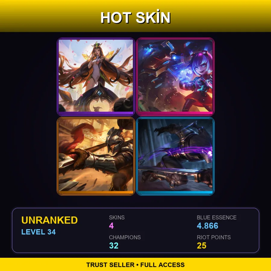 EUNE | Lv34 | Unranked | 4 Skin | 32 Champ — LoL account