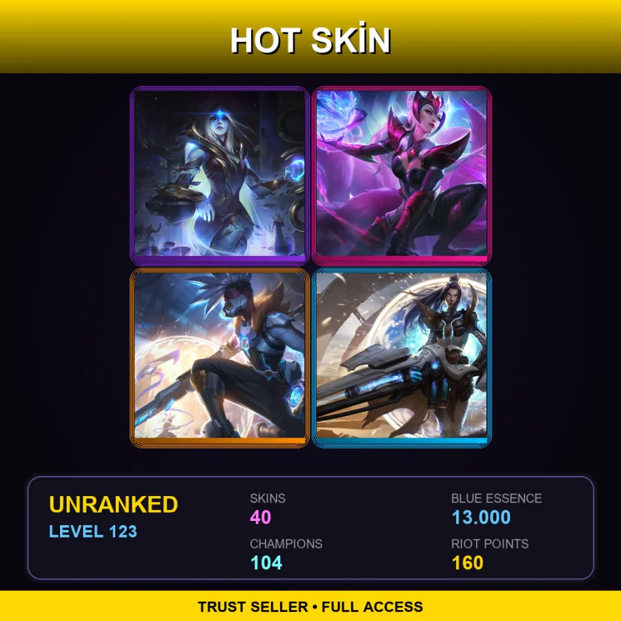 TR | Lv123 | Unranked | 40 Skin | 104 Champ — Challenger Ahri