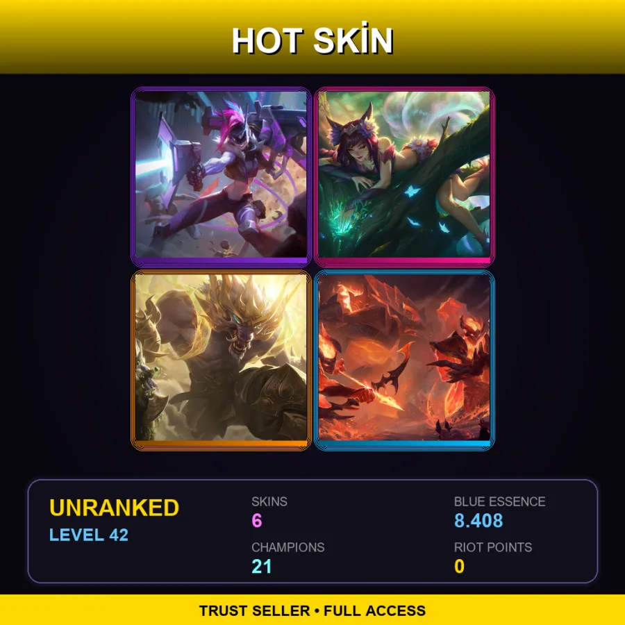 EUNE | Lv42 | Unranked | 6 Skin | 21 Champ — LoL account