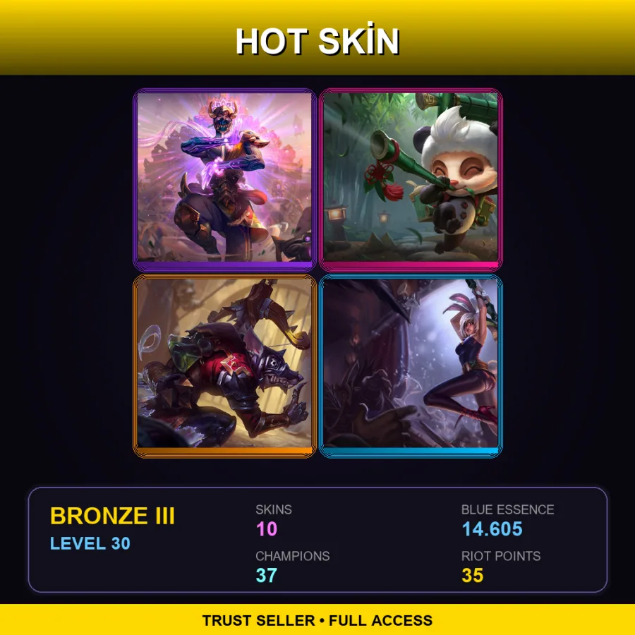 EUNE | Lv30 | Bronze III | 10 Skin | 37 Champ — LoL account