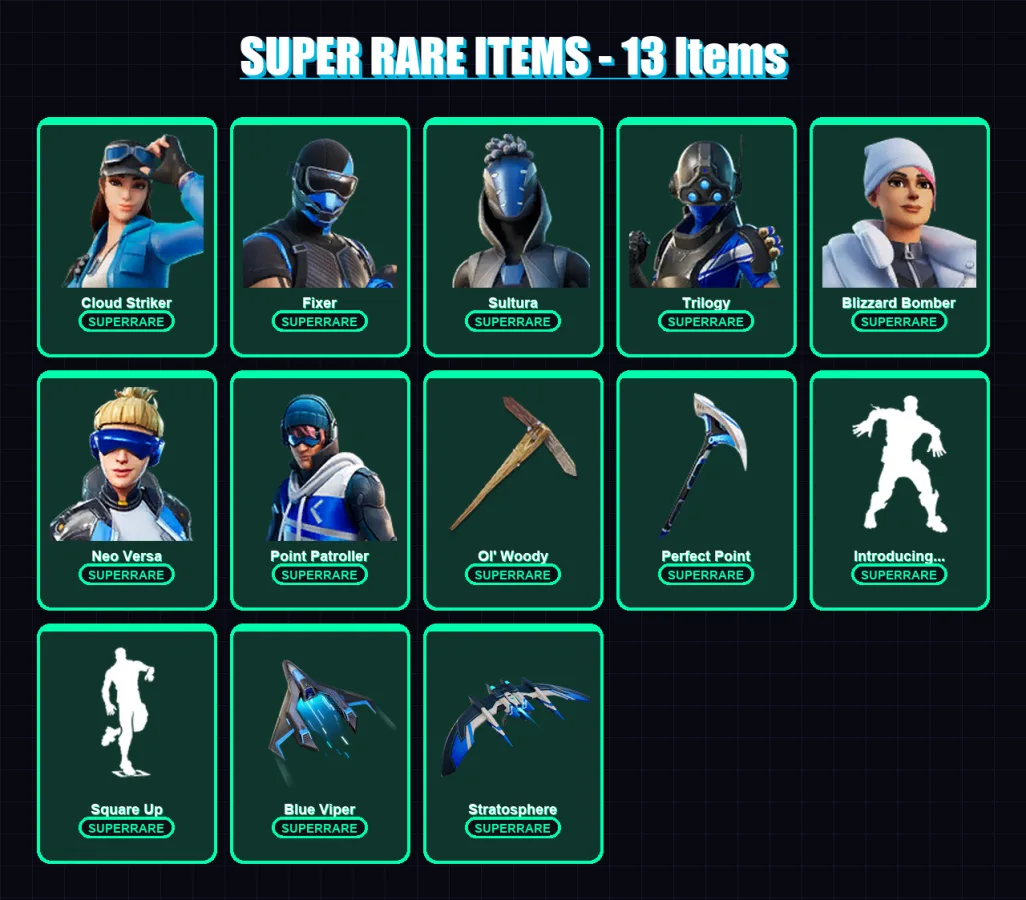 [PC] | Cloud Striker | Fixer | Sultura | Trilogy | Blizzard Bomber | 58 skin | 66 pickaxe | 67 emote | 64 glider | Lv702
