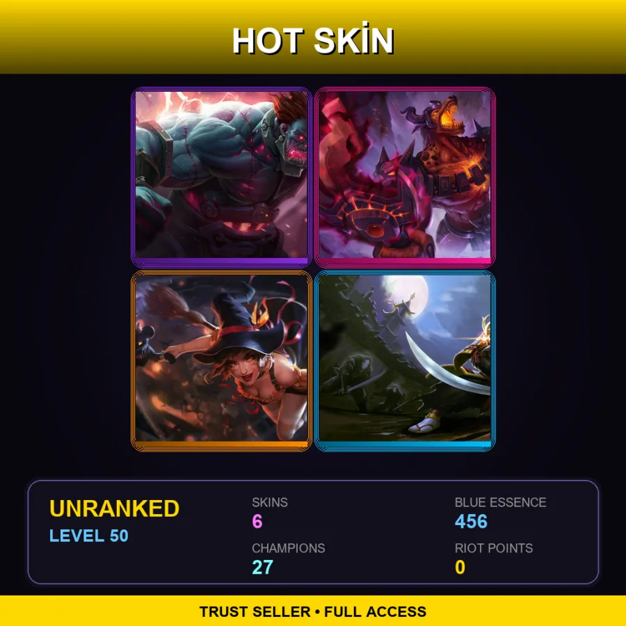 LAN | Lv50 | Unranked | 6 Skin | 27 Champ — LoL account