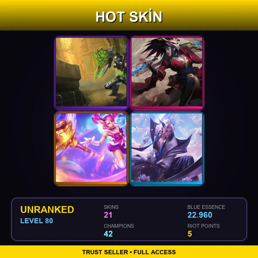 EUNE | Lv80 | Unranked | 21 Skin | 42 Champ — Unranked / Smurf League of Legends