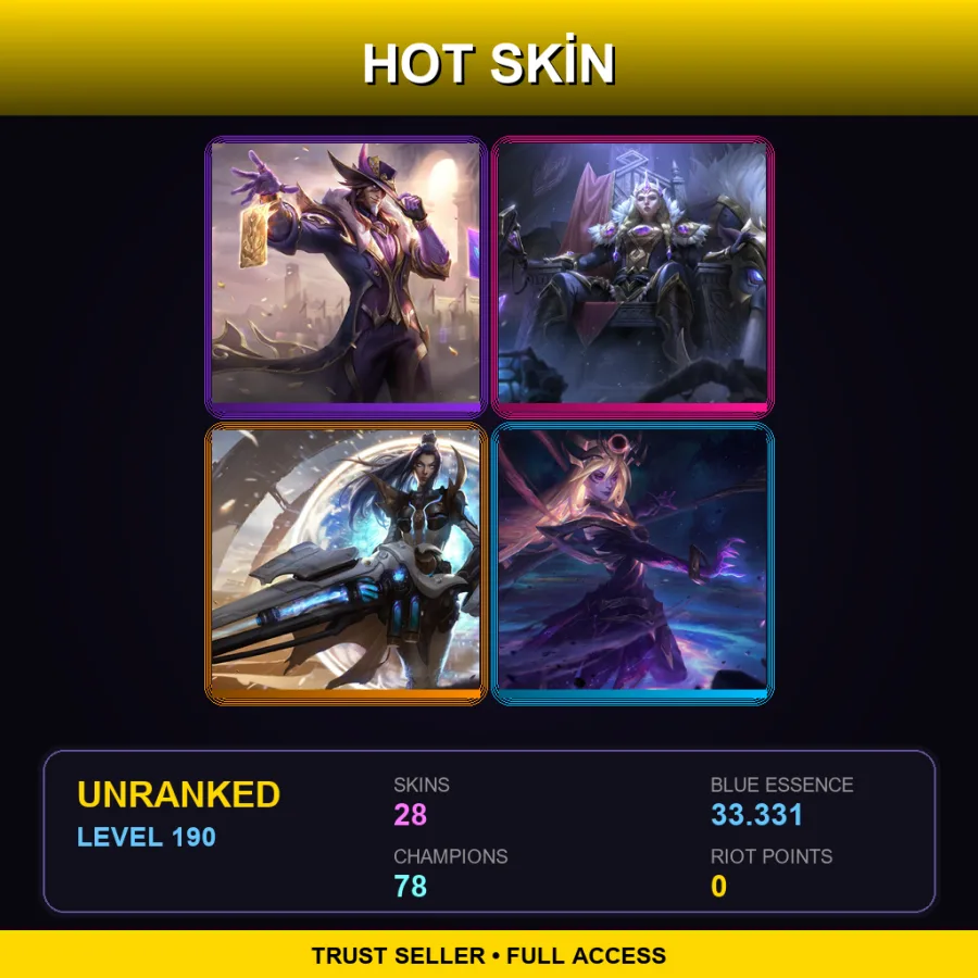 LAS | Lv190 | Unranked | 28 Skin | 78 Champ — Primal Ambush Vi