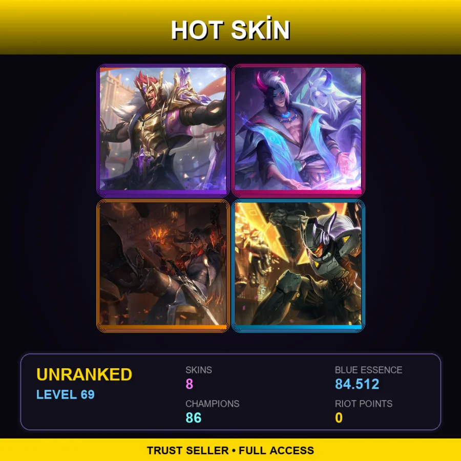 TR | Lv69 | Unranked | 8 Skin | 86 Champ