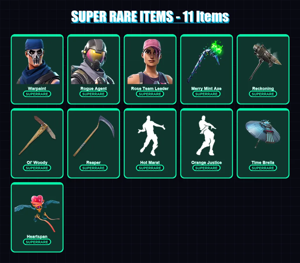 [PC/XBOX/PSN] | Warpaint | Rogue Agent | Rose Team Leader | Blackheart | Fade | 77 skin | 98 pickaxe | 113 emote | 106 glider | Lv1576 — Fortnite account