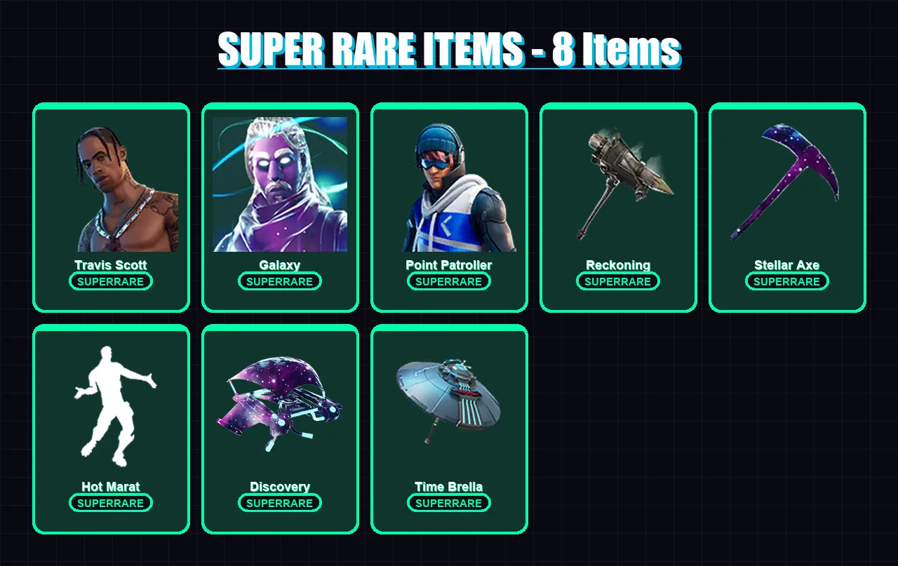 [PC/XBOX/PSN] | Travis Scott | Galaxy | Point Patroller | Luxe | Gear Specialist Maya | 77 skin | 78 pickaxe | 92 emote | 77 glider | Lv1755