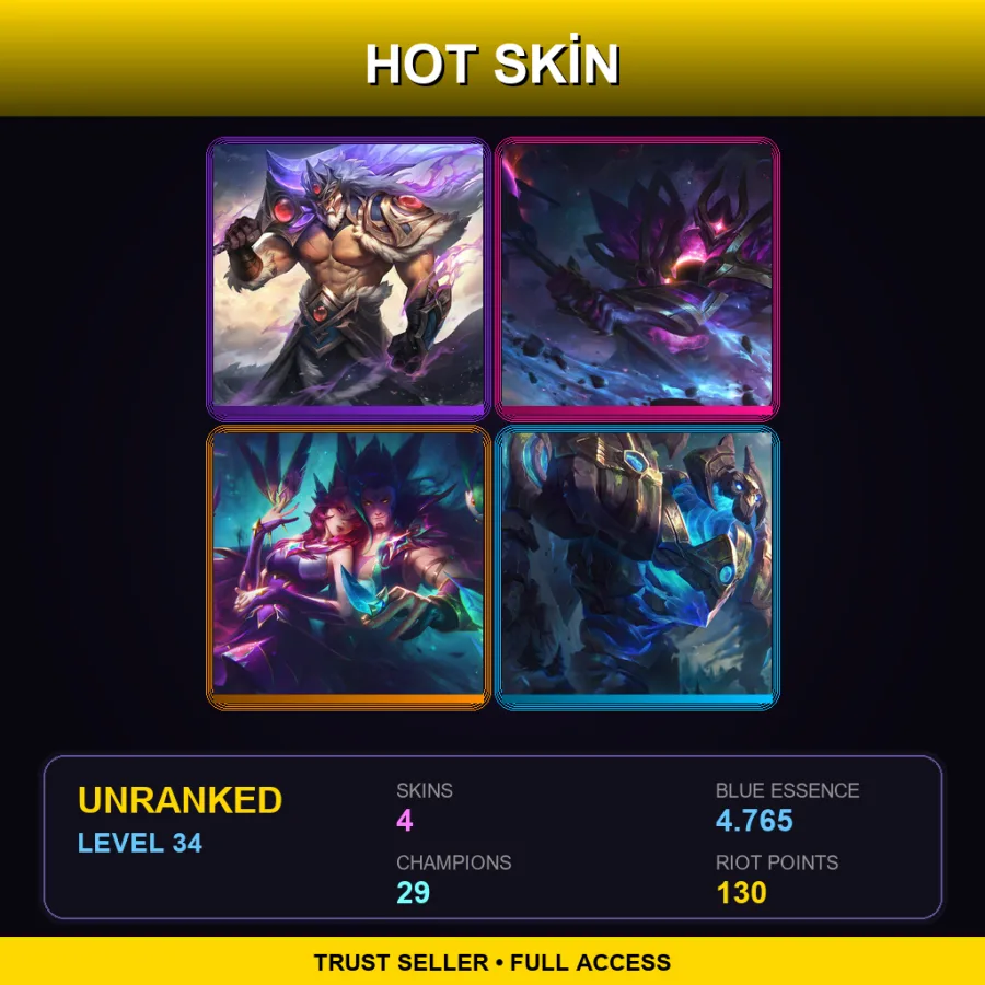 NA | Lv34 | Unranked | 4 Skin | 29 Champ