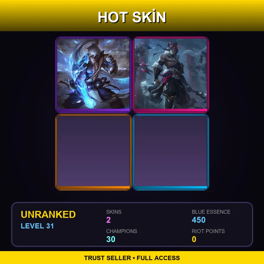EUW | Lv31 | Unranked | 2 Skin | 30 Champ