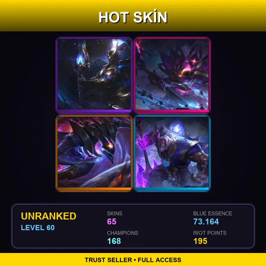 VN | Lv60 | Unranked | 65 Skin | 168 Champ