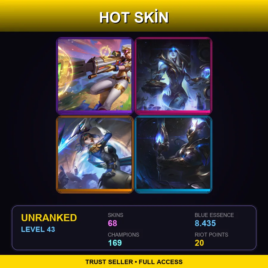 SG | Lv43 | Unranked | 68 Skin | 169 Champ