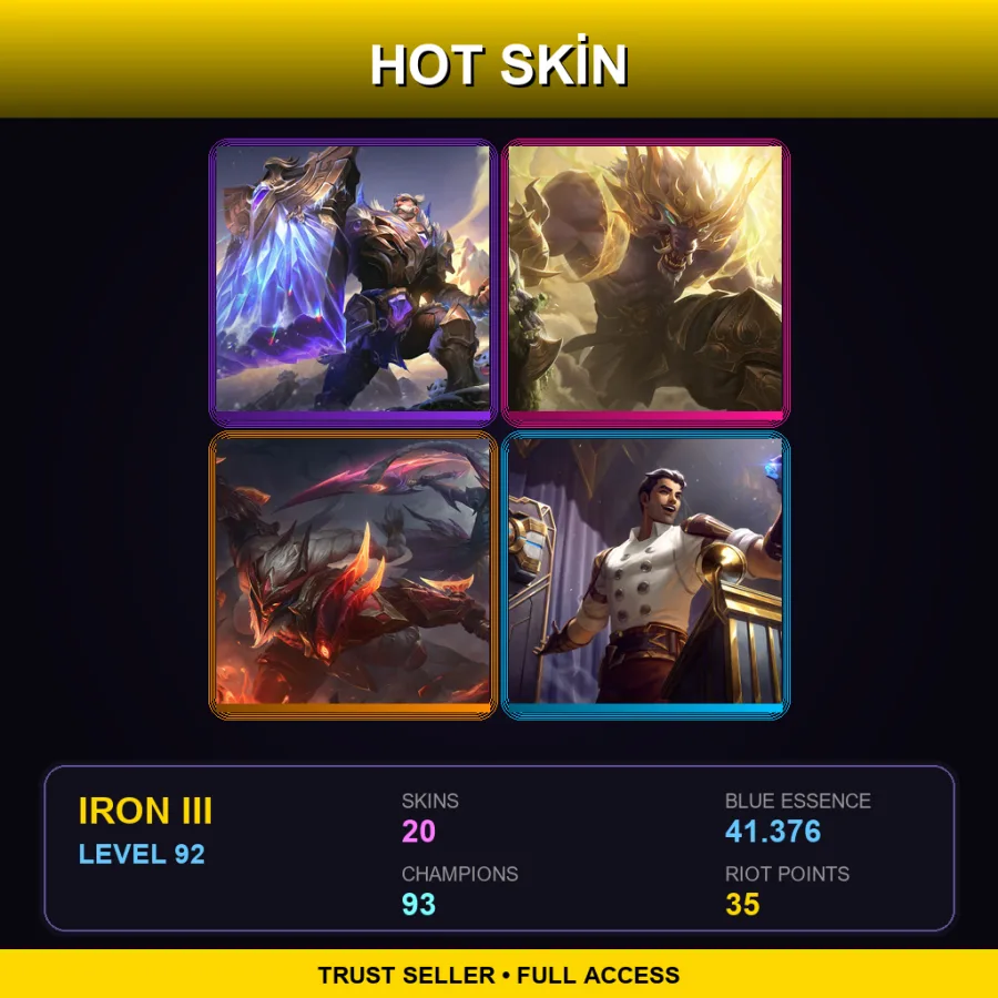 LAN | Lv92 | Iron III | 20 Skin | 93 Champ