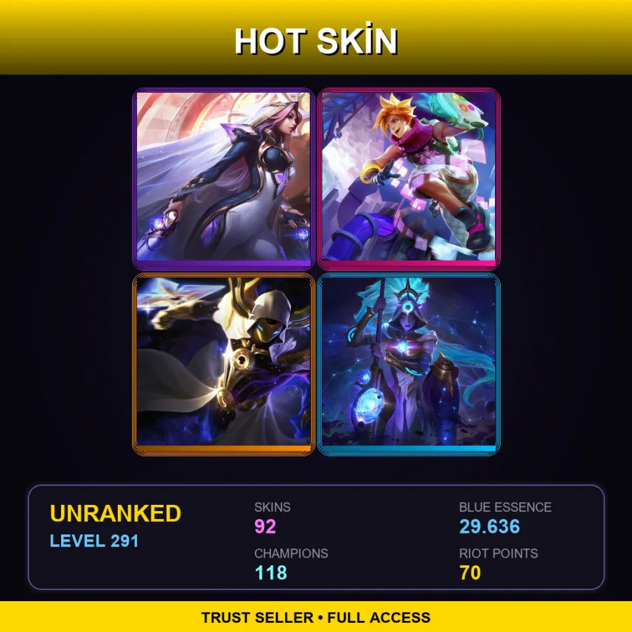 TR | Lv291 | Unranked | 92 Skin | 118 Champ — Viscero Xin Zhao