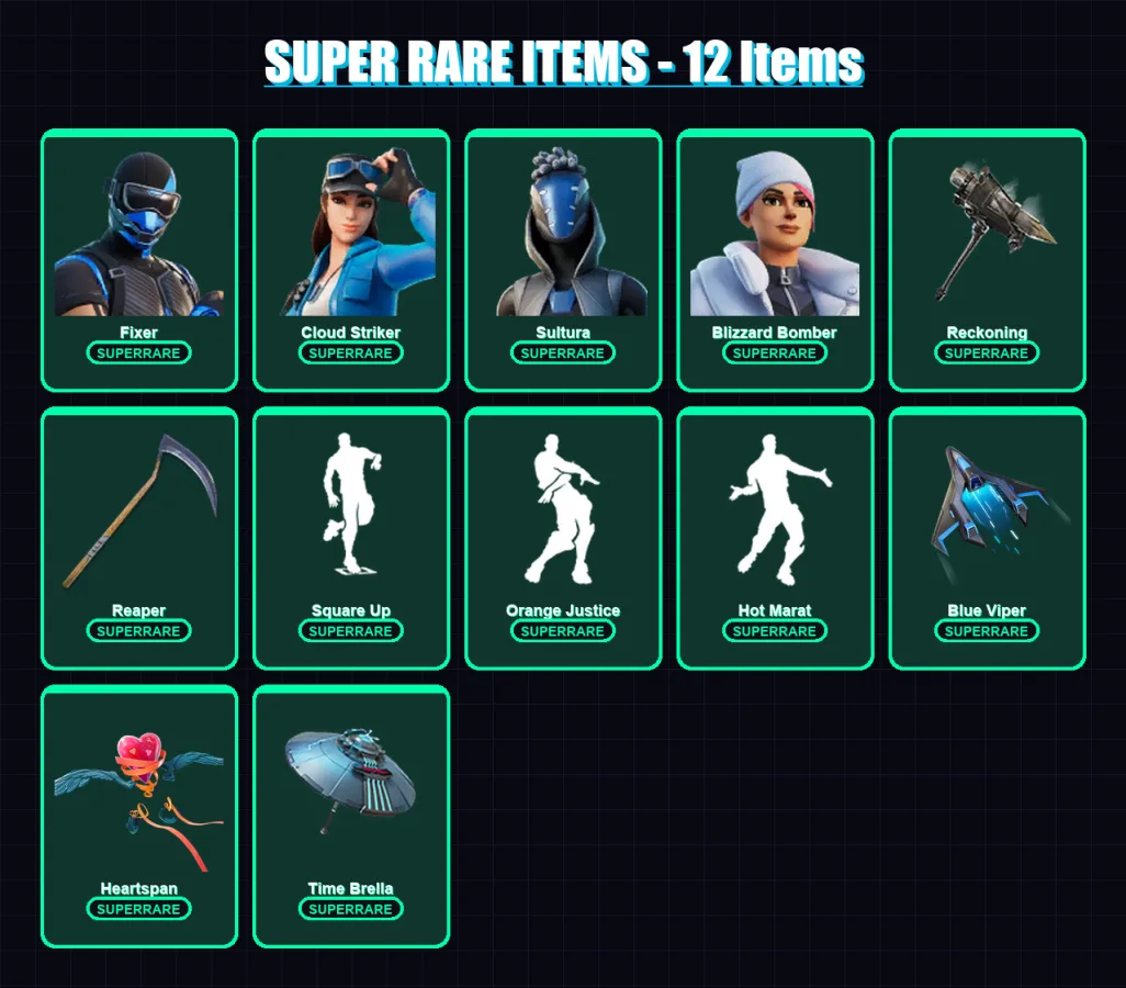 [PS4/PS5/XBOX/PC] | Fixer | Cloud Striker | Sultura | Blizzard Bomber | Ronin | 146 skin | 163 pickaxe | 153 emote | 140 glider | Lv2221