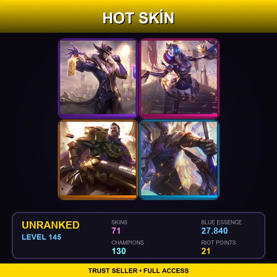 EUNE | Lv145 | Unranked | 71 Skin | 130 Champ — Unranked / Smurf League of Legends