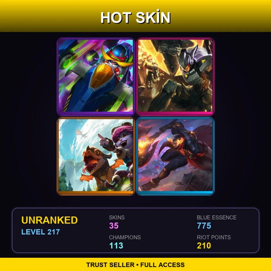 LAS | Lv217 | Unranked | 35 Skin | 113 Champ — LoL account